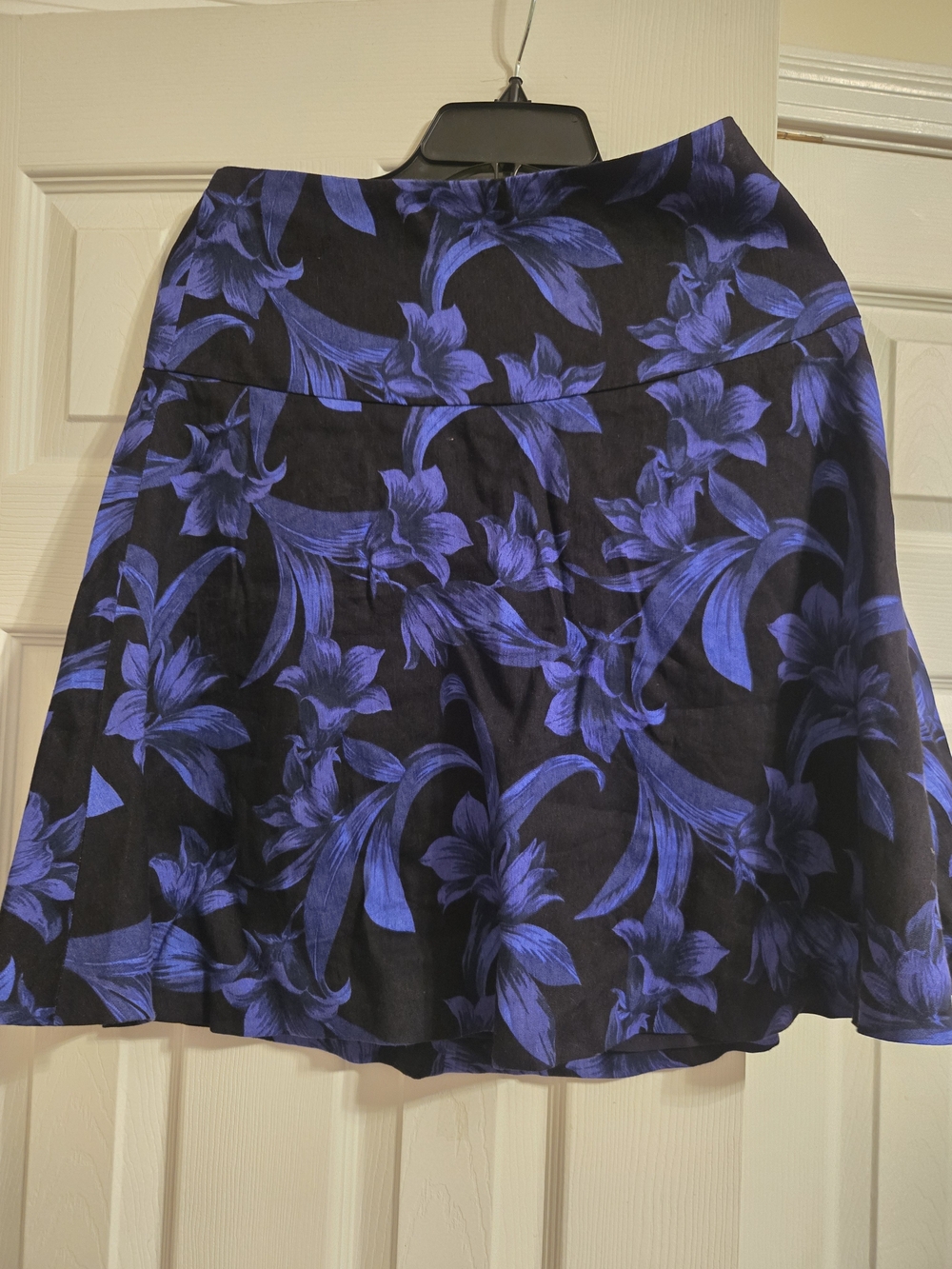 Ann Taylor Black Skirt with Blue Floral Print